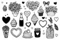 Vector with drawings for valentine's day. sketch set hand drawn design elements for valentines,