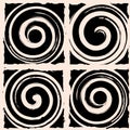 Vector drawn beige swirls black seamless pattern Royalty Free Stock Photo