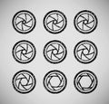 Vector drawn camera shutter apertures Royalty Free Stock Photo