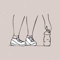 Vector drawn doodle illustration feet in sports