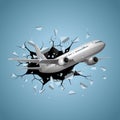 Vector drawn jet airplane break through obstacles Royalty Free Stock Photo