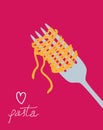 Vector drawn spaghetti on the fork