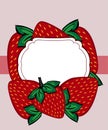 Vector drawn strawberry berry label.