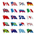 Vector drawning national flag set.