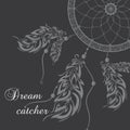 Vector dream catcher. Black background.