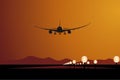 Vector DreamLiner landing at sunset Royalty Free Stock Photo