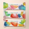 Vector Dried Fruit or Oatmeal Protein Energy Bar Packet Packaging Illustration