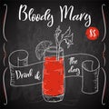 Vector dring poster. Cocktail Bloody Mary for restaurant and cafe. Hand drawn illustration