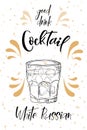 Vector dring poster. Cocktail White russian for restaurant and cafe. Hand drawn illustration