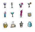 Vector drinks and cocktails icon set Royalty Free Stock Photo