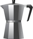 Vector drip coffee maker illustration. Coffee pot with coffee. Breakfast equipment.