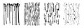Vector drips of black ink. Vertical lines, drops and splashes. D
