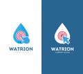 Vector drop and click logo combination. Aqua and cursor symbol or icon. Unique water and oil logotype design template. Royalty Free Stock Photo