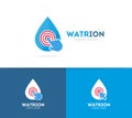 Vector drop and click logo combination. Aqua and cursor symbol or icon. Unique water and oil logotype design template. Royalty Free Stock Photo