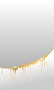 Vector drops and smudges of liquid gold, paint or honey in the vertical gradient grey textured background f