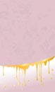 Vector drops and smudges of liquid gold, paint or honey in the vertical textured pink background