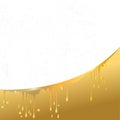 Vector drops and smudges of liquid gold, paint or honey in the white textured square background