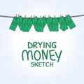 Vector drying money Royalty Free Stock Photo