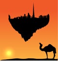 Vector Dubai silhouette flying island