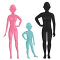 Vector dummy mannequin model poses male and female