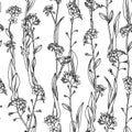 Vector duotone floral seamless pattern.