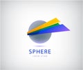 Vector dynamic sphere logo, abstract 3d icon with ribbons. Creative company icon