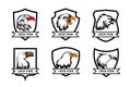 Vector eagle or american falcon heads with shields logo templates