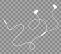 Vector earphones white on transparent back ground Royalty Free Stock Photo