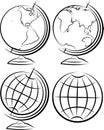 Vector earth globe - continents silhouettes Royalty Free Stock Photo