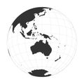 Vector Earth globe focused on Australia and Oceania