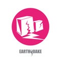Vector Earthquake Insurance icon with damaged house isolated on white background. Natural disaster sign or symbol