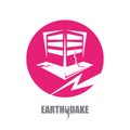 Vector Earthquake Insurance icon with damaged house isolated on white background. Natural disaster sign or symbol