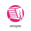 Vector Earthquake Insurance icon with damaged house isolated on white background. Natural disaster sign or symbol