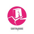 Vector Earthquake Insurance icon with damaged house isolated on white background. Natural disaster sign or symbol