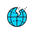 Vector earthquake, natural disaster, seism flat color line icon.
