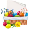 Vector Easter Basket with Greeting Card Royalty Free Stock Photo