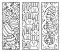 Vector Easter bookmarks for kids coloring.