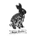 Vector: Easter card with rabbit ink brush sketch Royalty Free Stock Photo