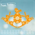 Vector: Easter card with rabbit paper cutting