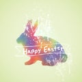 Vector: Easter card with rabbit watercolor painting Royalty Free Stock Photo