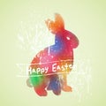 Vector: Easter card with rabbit watercolor painting Royalty Free Stock Photo