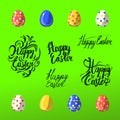 Vector easter celebrating elements - hand lettering calligraphy and illustrations of eggs