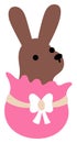 Vector Easter chocolate bunny in pink egg shaped packaging with bow. Funny rabbit icon. Cute spring or farm animal illustration Royalty Free Stock Photo