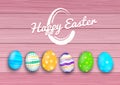 Vector easter colored eggs on rustic wooden planks Royalty Free Stock Photo