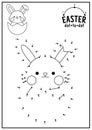 Vector Easter dot-to-dot and color activity with cute kawaii bunny in egg. Spring holiday connect the dots game for children. Royalty Free Stock Photo