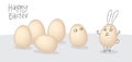 Vector easter eggs with cartoon little cheeks. Simple sketch easter motive .