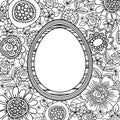 Vector easter eggs with floral pattern for coloring book. Hand-drawn decorative elements in vector. Black and white. Zentangle