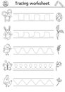 Vector Easter handwriting practice worksheet. Spring printable black and white activity for pre-school children. Educational Royalty Free Stock Photo