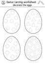 Vector Easter handwriting practice worksheet. Spring printable black and white activity for pre-school children. Educational Royalty Free Stock Photo