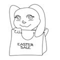 Easter sale cute bunny with bag banner Royalty Free Stock Photo